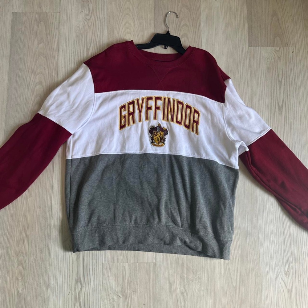 Harry Potter Gryffindor Sweatshirt Color Block Crewneck Maroon Gray White XL